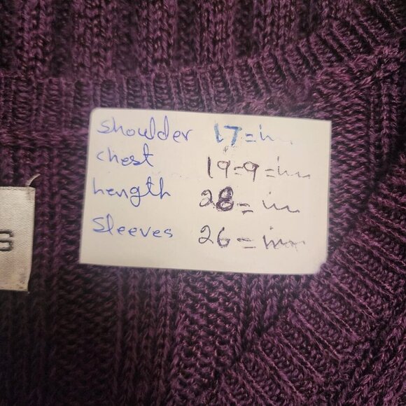 Chico’s Women’s Purple Ribbed Knit Sweater V-Neck Long Sleeve Stretch Size 2 - Picture 6 of 7